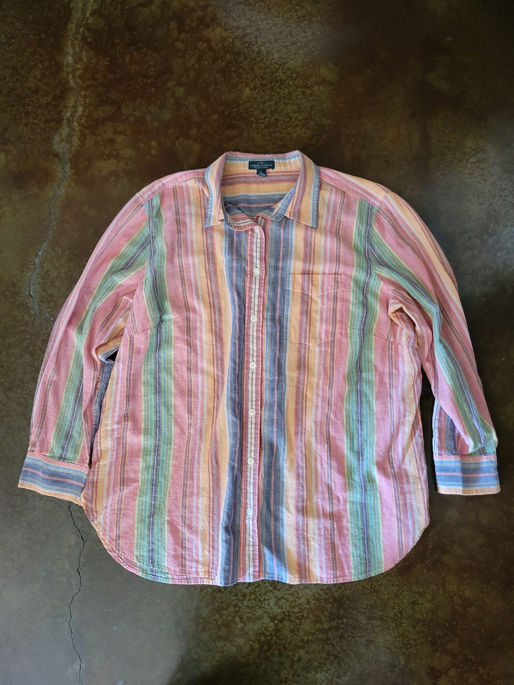LRL Lauren Jeans Co. Ralph Lauren Pastel Multistripe Button Down Size 1X